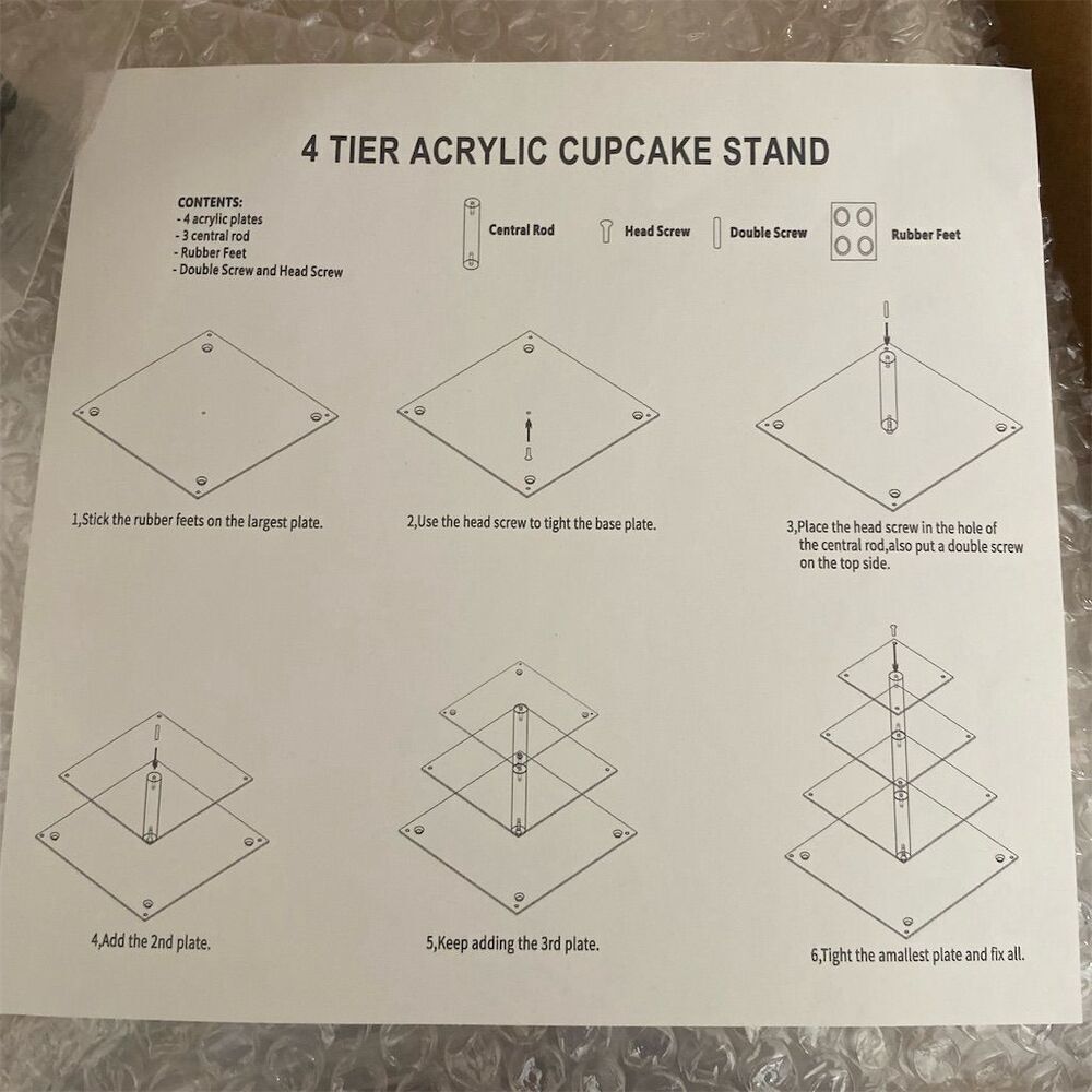 YestBuy 4 Tier Clear Acrylic Cupcake Stand Square Display 16" Tall